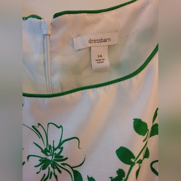 Green & White A - line floral, Dress Barn, Size 14 Dress - Picture 3 of 3